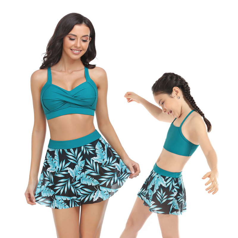 Family swimsuit Swimsuit family mesh gauze skirt swimsuit_voghion.com