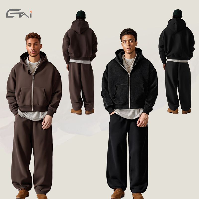 ETAI Men's Clothing 360G Autumn And Winter New Products Loose Men's Short Version Trendy Brand Hooded Sweater Thickened Suit Casual Single Wear_voghion.com
