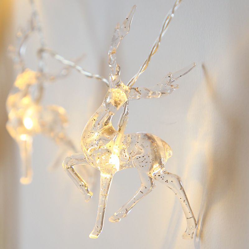 Guirlande lumineuse LED de Noël en forme de renne, blanc chaud et multicolore, avec piles, USB ou prise secteur, décoration d'intérieur/extérieur pour la maison, le centre commercial ou l'hôtel._voghion.com