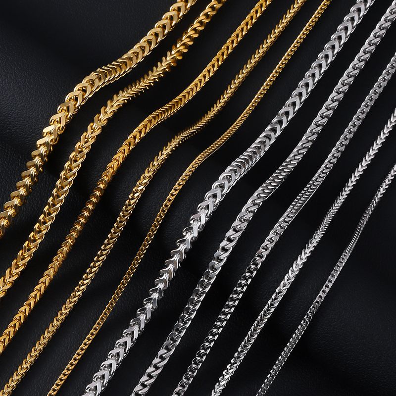 Collane in acciaio inossidabile con catena avanti e indietro, catena intrecciata con quattro lati, catena cubana da uomo, collana in acciaio al titanio_voghion.com