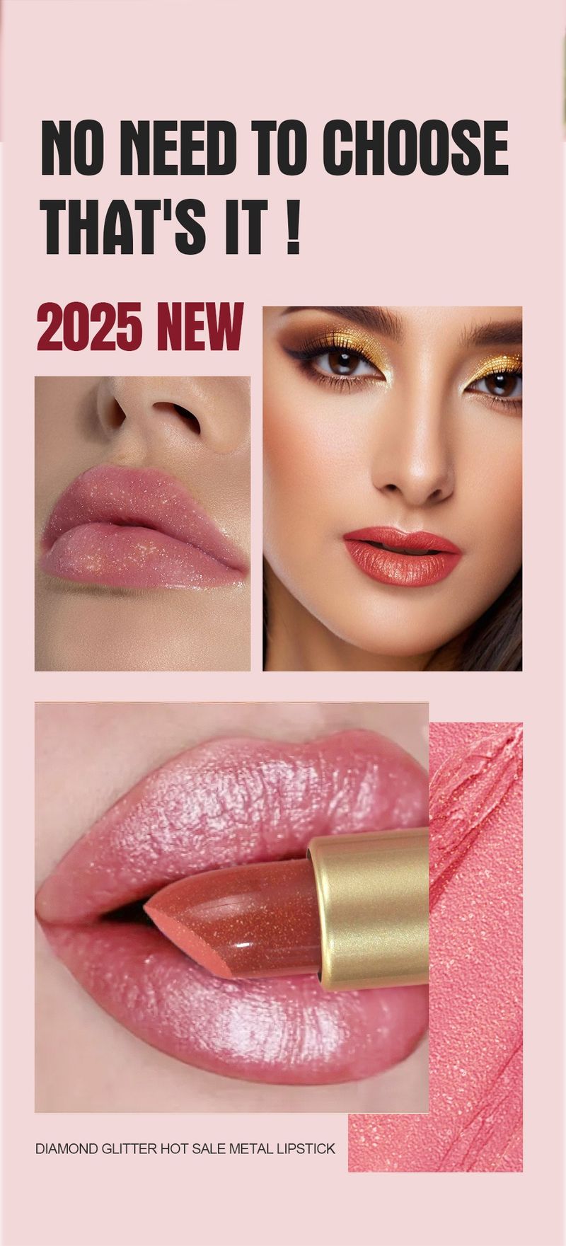 Parelmoer roze glitter fluwelen lippenstift metallic waterdichte langdurige matte glanzende diamant lippenstift vrouwen make-up cosmetica_voghion.com