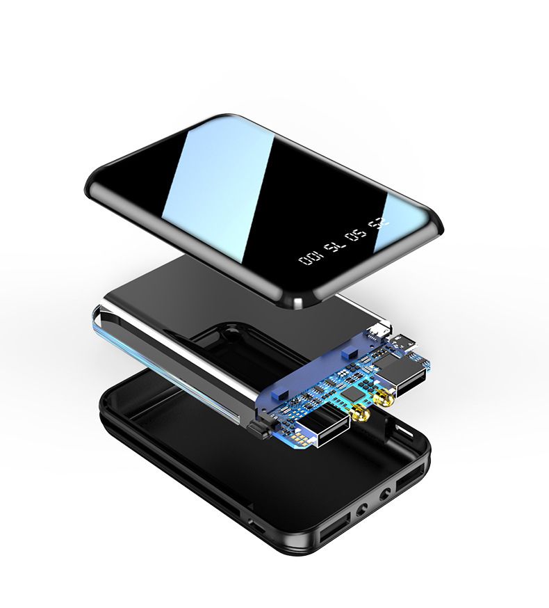 Mini Power Bank da 20000 mAh, caricabatterie portatile con schermo a specchio e LED digitale, batteria esterna per iPhone, Xiaomi, Huawei_voghion.com