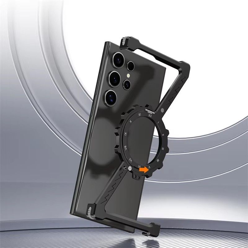 Z Shaped MetalCase For Samsung Galaxy S25 S24 S23 S22 Ultra Shockproof Bumper 360 ° Rotating Bracket Protective Cover_voghion.com