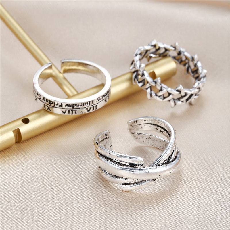 Damen-Schmuckset, modisch, Retro, schlicht, All-Match, alter Ziffernring, weiblicher Hip-Hop-Ins-Trend, Nischendesign, offener Zeigefingerring_voghion.com