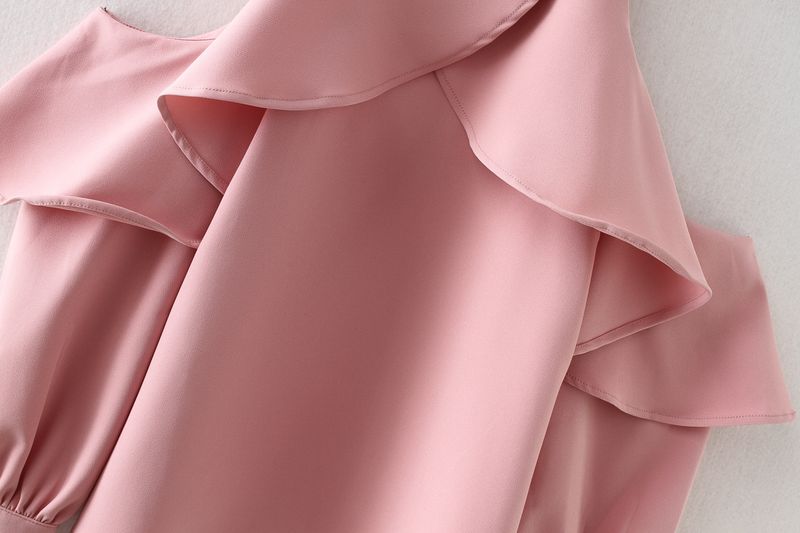 Îmbrăcăminte pentru femei, cămașă cu mânecă lungă, cu bretele, roz și alb, stil Lin Qian, de același fel_voghion.com