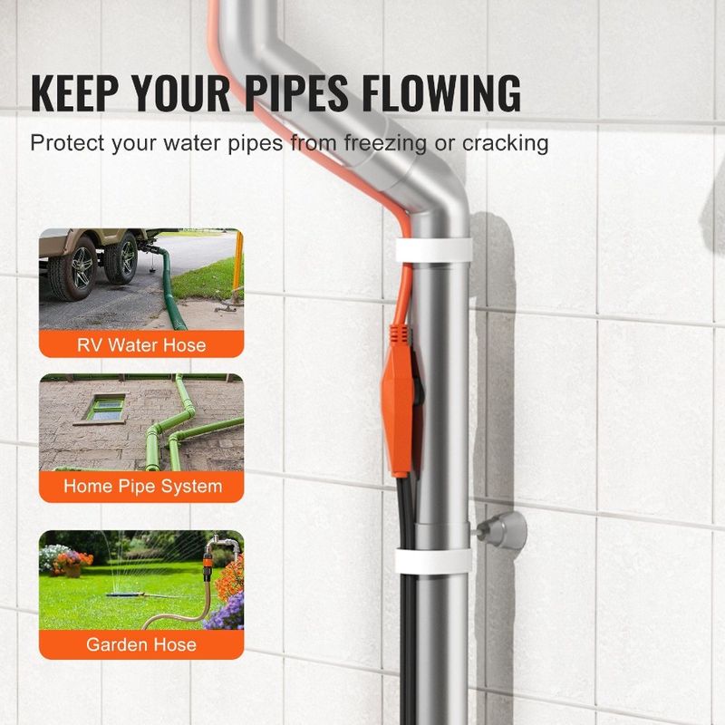 Pipes Builtin FT For Thermostat With Heating Heat Pipe 6FT 7W Tape Cable_voghion.com