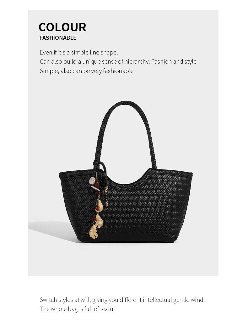Borsa tote in pelle intrecciata con tasca interna, borsa a tracolla di grande capacità per uso quotidiano, shopping, viaggi - Design marrone chic_voghion.com