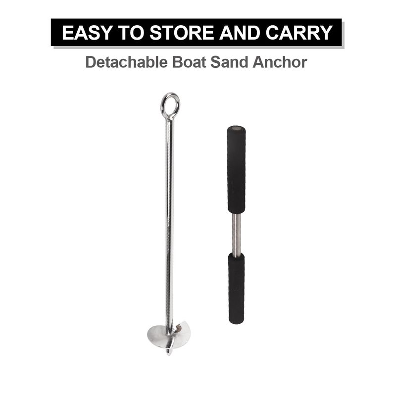 Sand Anchor for Boat Stainless Steel Sand Anchor with Removable Handle 17" Length Auger Anchor to The Beach Shallow Water_voghion.com
