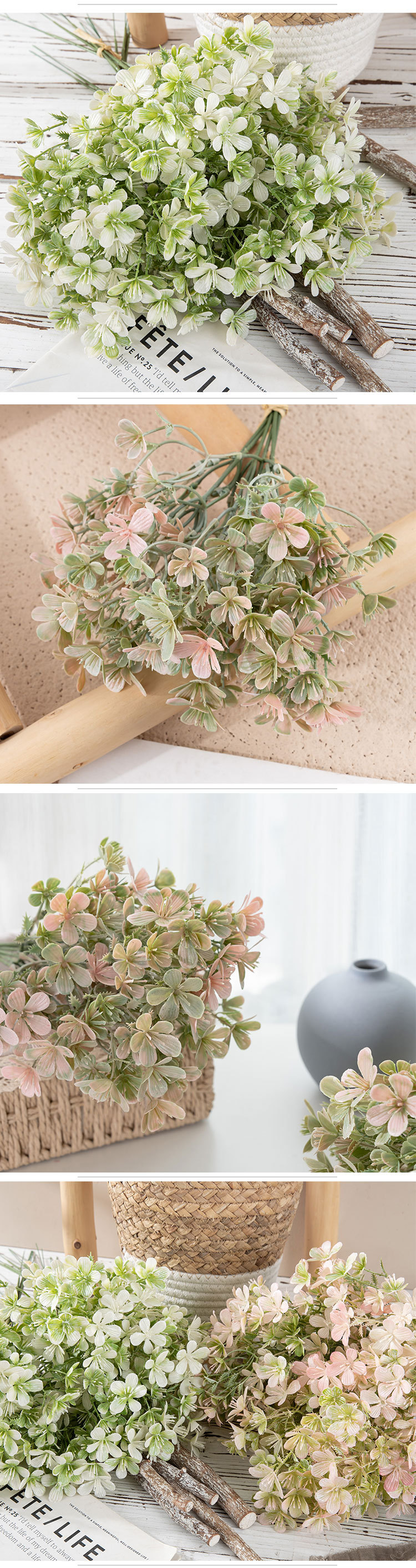 Bukett konstgjorda blommor tillverkare falska blommor och gröna växter grossist bröllopsdekoration hantverk INS stil YC1068_voghion.com