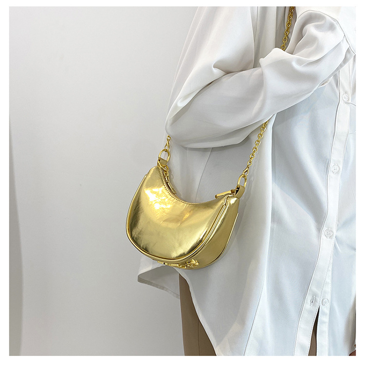 French Semicircular Niche Design Handbag for Women 2024 New High-end Mirror Chain Shoulder Bag Versatile Crossbody Bag_voghion.com