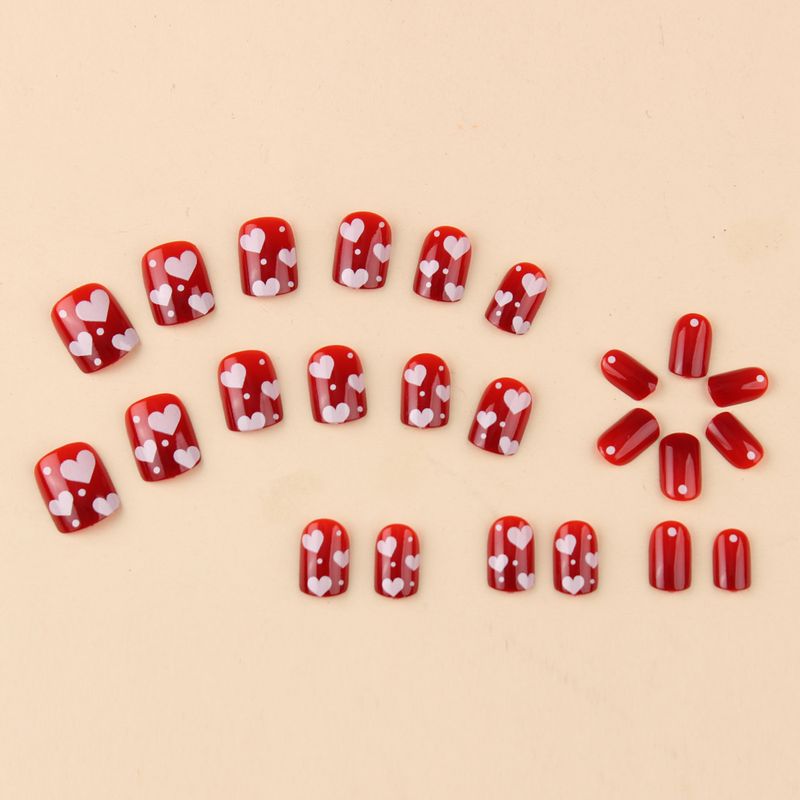 Unghie finte semplici, rosso vino, ragazza delicata, amore, sbiancamento, adesivi per nail art versatili, smontaggio e applicazione, adesivi per nail art, 24 pezzi_voghion.com