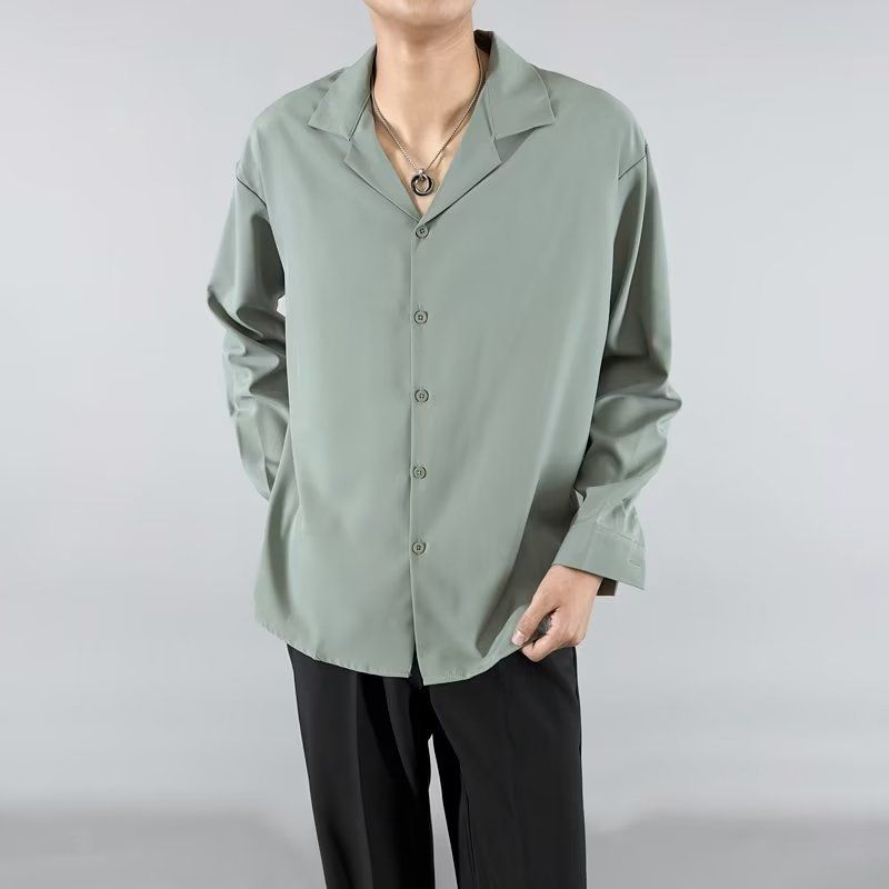 Unbeatable Quality Cuban Collar White High-end Design, Men's Long Sleeved Spring Autumn Suit, Paired With A Niche And Cool Shirt_voghion.com