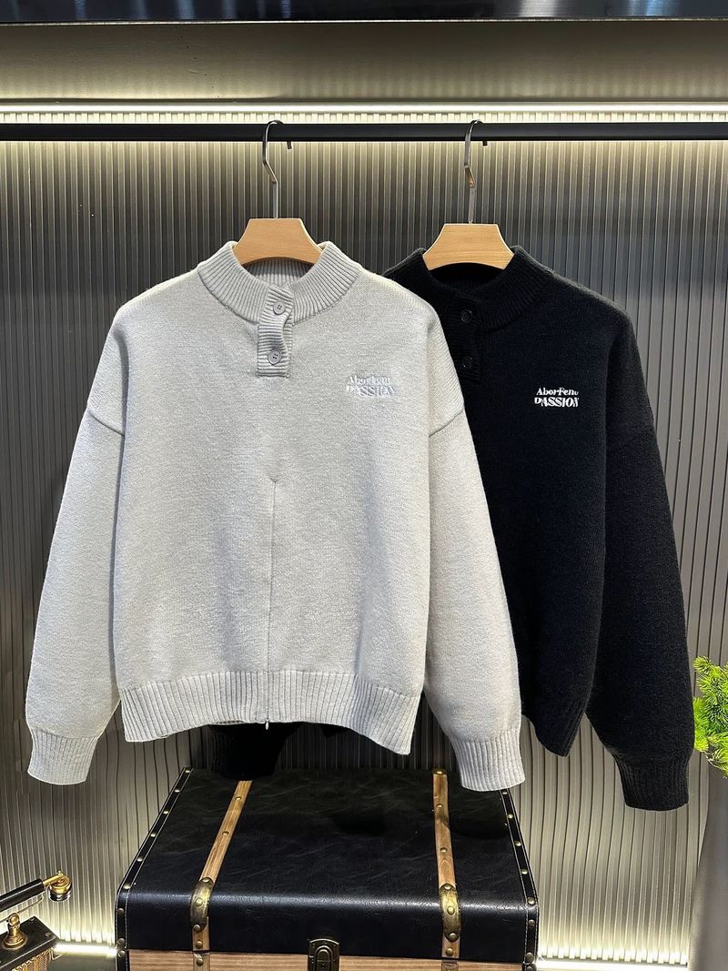 Herrenpullover mit Buchstabenstickerei von High Street – Trendiges Oversize-Strickoberteil mit einzigartigem Design, lässige, lockere Passform für den Alltag_voghion.com