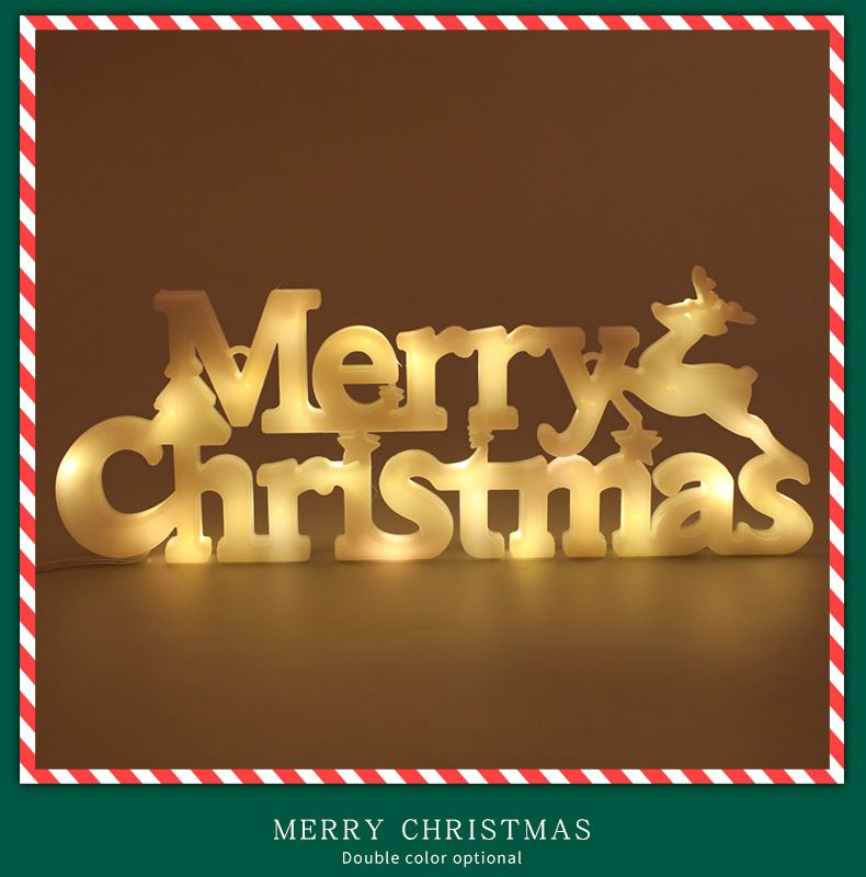 Luces LED navideñas con letras: decoración navideña a pilas para el hogar, fiestas y exteriores (blanco, rojo y amarillo)_voghion.com