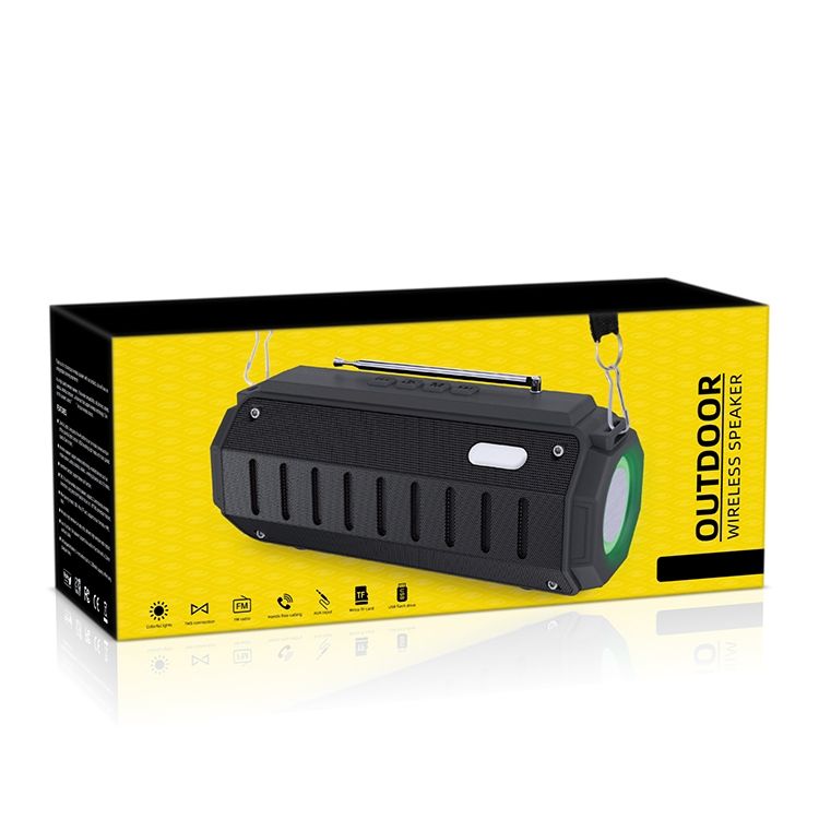 Nowy głośnik Bluetooth Rixing NR-905FM TWS z obsługą połączeń głośnomówiących / FM z paskiem na ramię i anteną (czarny)_voghion.com