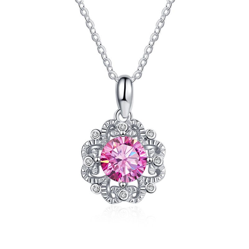Tancise Moissanite Diamant 6,5 mm 1 karat Halskjede Til Kvinne Blomsteranheng Sølvkjeder Fest Brudesmykker Julegave_voghion.com