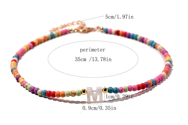 Collana girocollo con iniziali in conchiglia naturale pronta all'uso, perline colorate alla moda, 26 lettere, per donne, gioielli bohémien, accessori boho_voghion.com