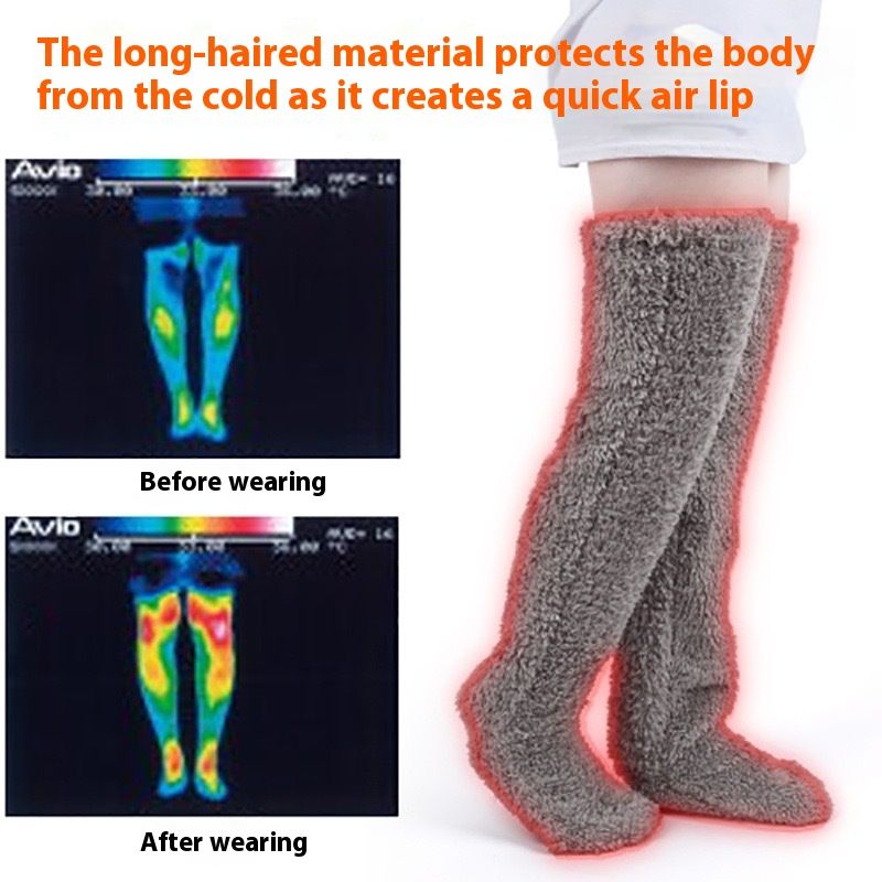 Dicke Beinwärmer aus Gänsedaunen, Knieschützer, für Schwangere und ältere Frauen mit kalten Beinen, Teddybären, Bodensocken mit hohen und langen Beinen, warme Füße_voghion.com