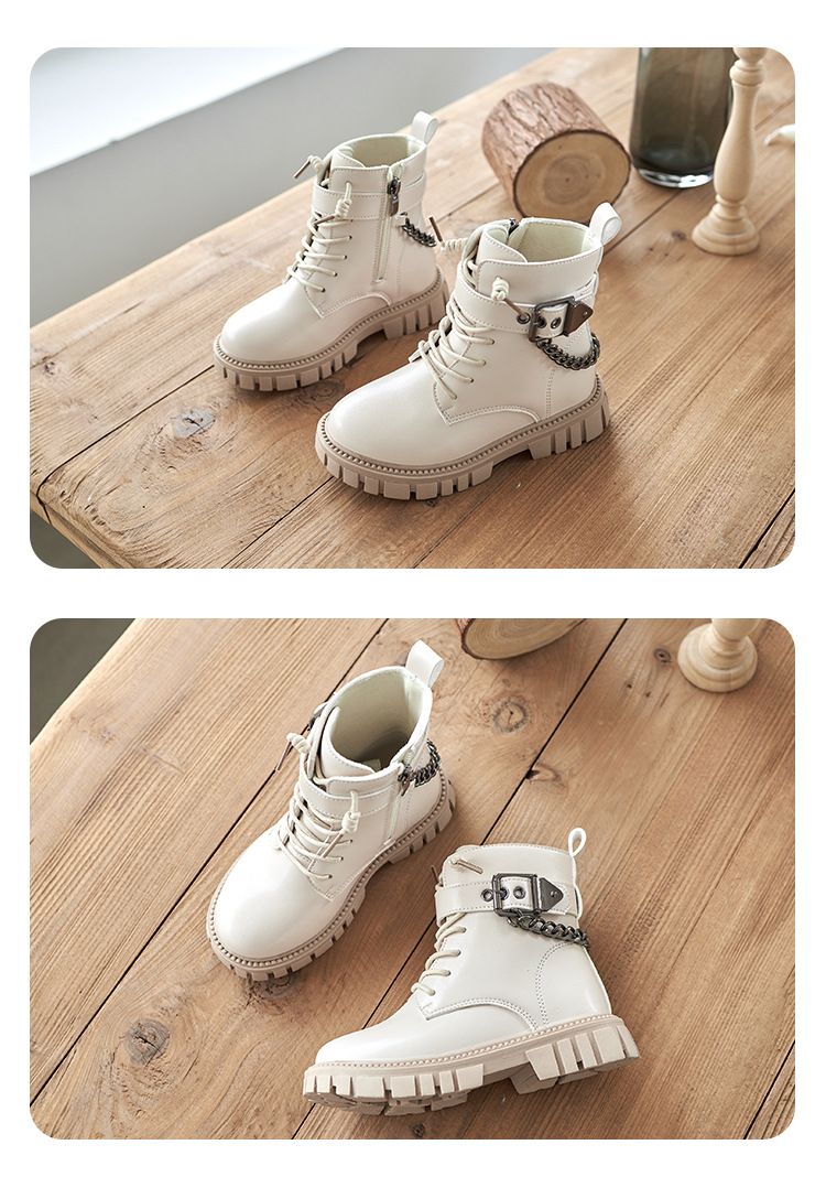 Scarpe per bambini Stivali per bambini con suola morbida Stivali Martin per ragazze Stivali di cotone Caldi Stivali in pelle per ragazzi in stile britannico Scarpe da allenamento militari per studenti_voghion.com