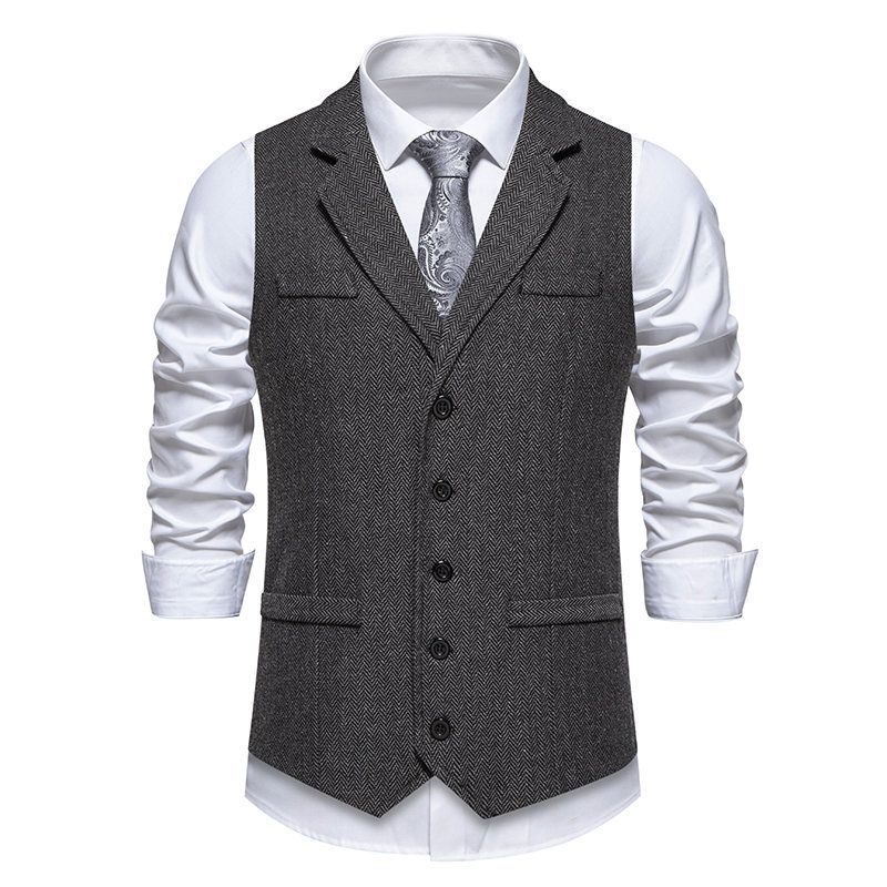 Herren Herbst und Winter Herren Business Anzug Mode Britische Fischgräten Casual Workwear Weste Männer_voghion.com