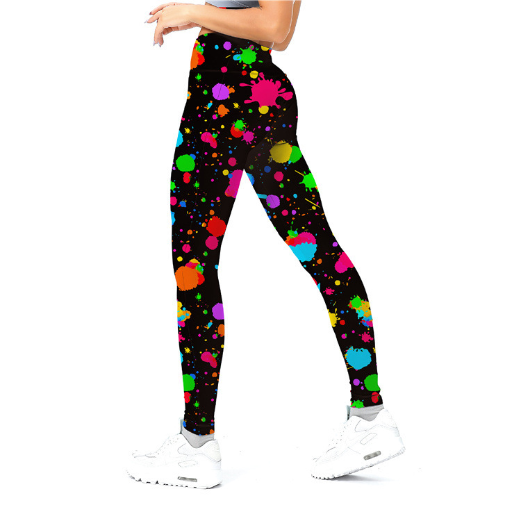 Leggings a nove punti da allenamento per yoga a vita alta in seta di latte stampata da donna_voghion.com