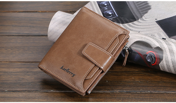 Baellerry Wallet Ανδρικό απλό κοντό πορτοφόλι Υψηλής ποιότητας κάθετη τσάντα ταυτότητας πολλαπλών καρτών Πορτοφόλι με φερμουάρ για κέρματα_voghion.com