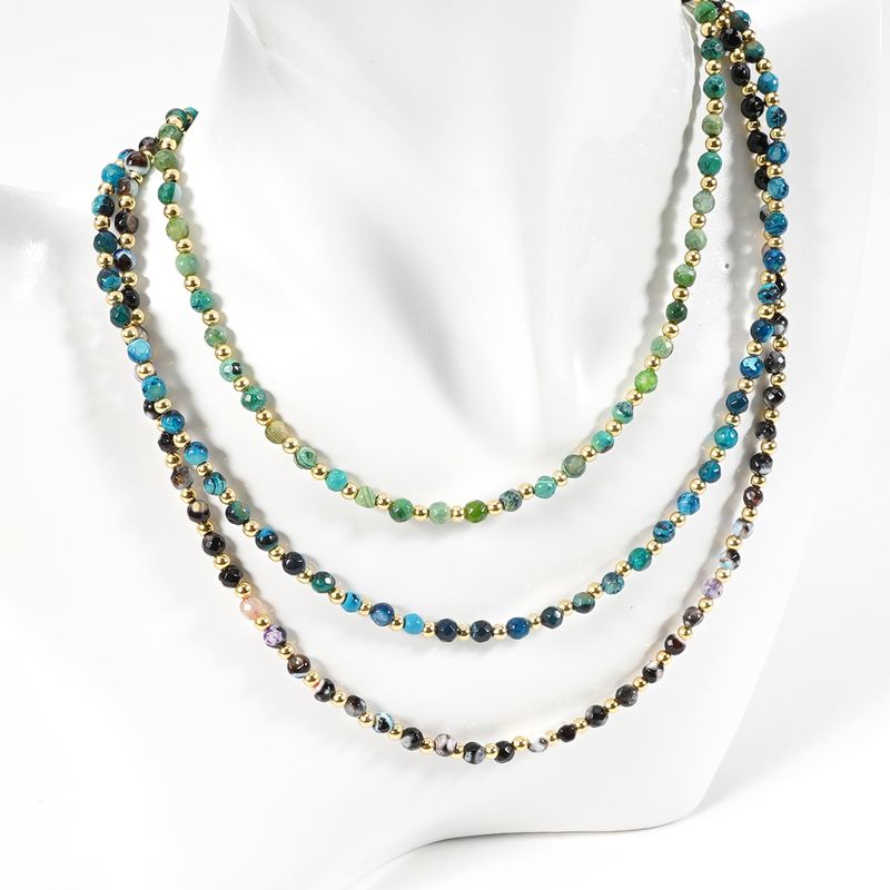 Exclusive 4 Cm Faceted Agate Natural Stone Necklace Clavicle Chain Simple Niche Ins Stacking_voghion.com