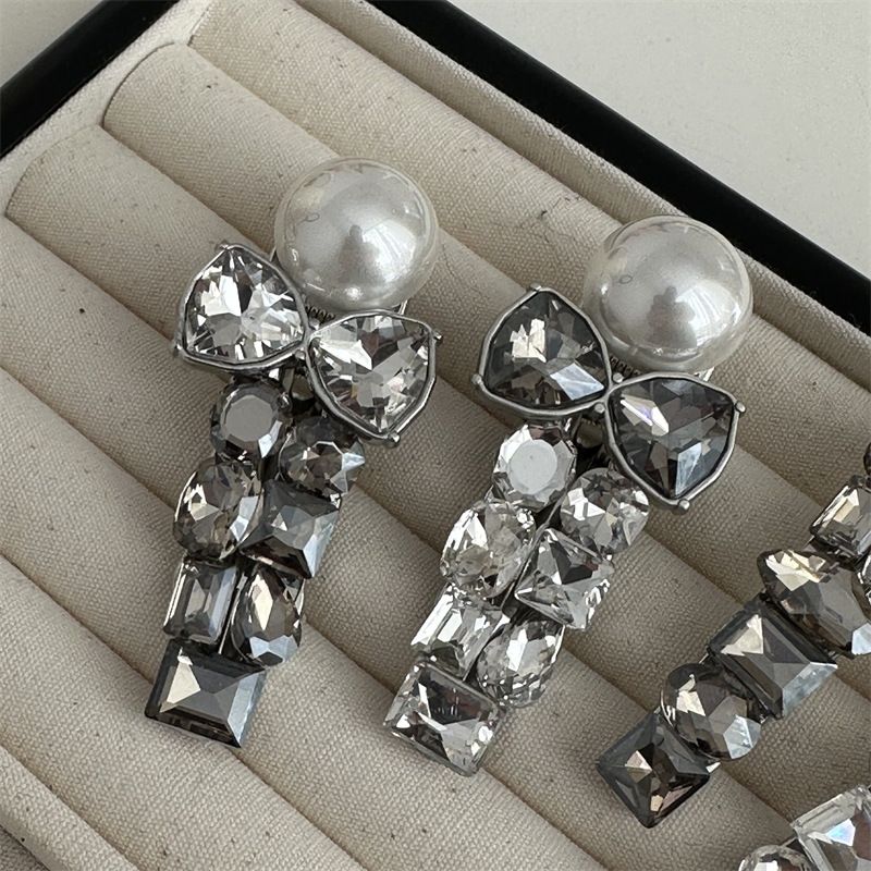 Forcina per capelli da donna in stile coreano, con fiocco in strass leggero di alta qualità, a forma di becco d'anatra, con frangia retrò e semplice clip laterale_voghion.com