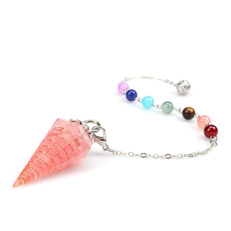 30mm Hexagonal Crystal Resin Pendant - Natural Gravel Cone Chakra Beads With Adjustable Cotton Cord For Yoga, Meditation & Energy Healing_voghion.com