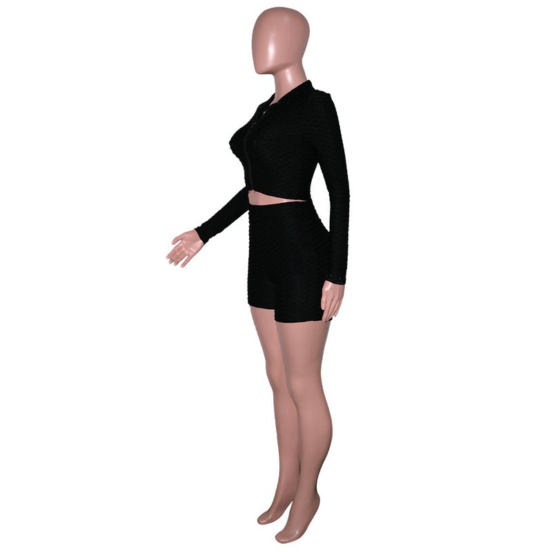 Trendy effen trainingspak met ananasprint voor dames – bijpassende casual outfit met lange mouwen (S/M/L/XL/XXL)_voghion.com