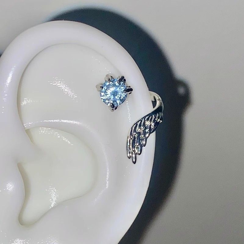 Boucles d'oreilles à tige en forme d'ailes de dragon, micro-incrustées de zircons, style unique, en trois dimensions, pour femmes_voghion.com