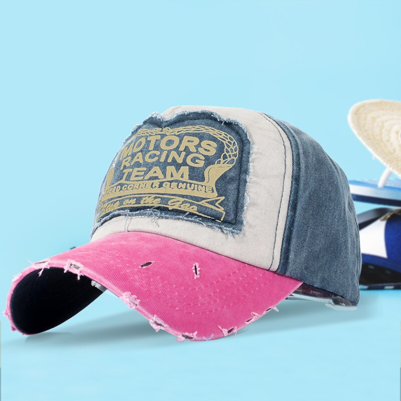 Fashionable Outdoor Sun Cap Visor Patch Color Matching Letter Wash Cloth Coated Baseball Cap_voghion.com