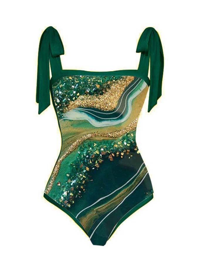 Maillot de bain deux pièces imprimé nouvelle version pour femme Maillot de bain jupe de hanche conservatrice_voghion.com