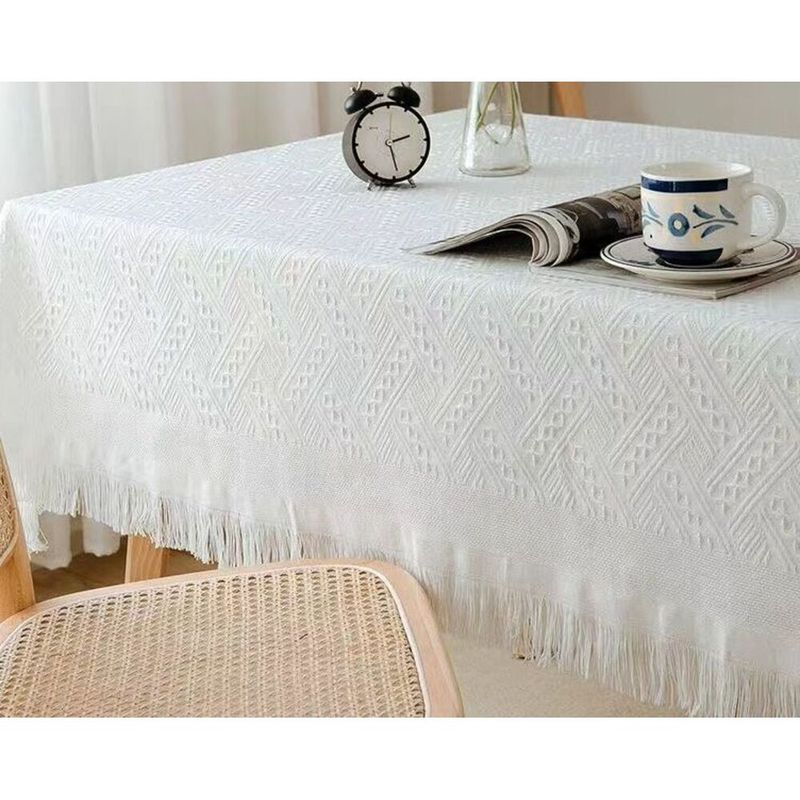 Tovaglia quadrata in misto cotone e lino spesso color tè al latte per tavolo da pranzo_voghion.com