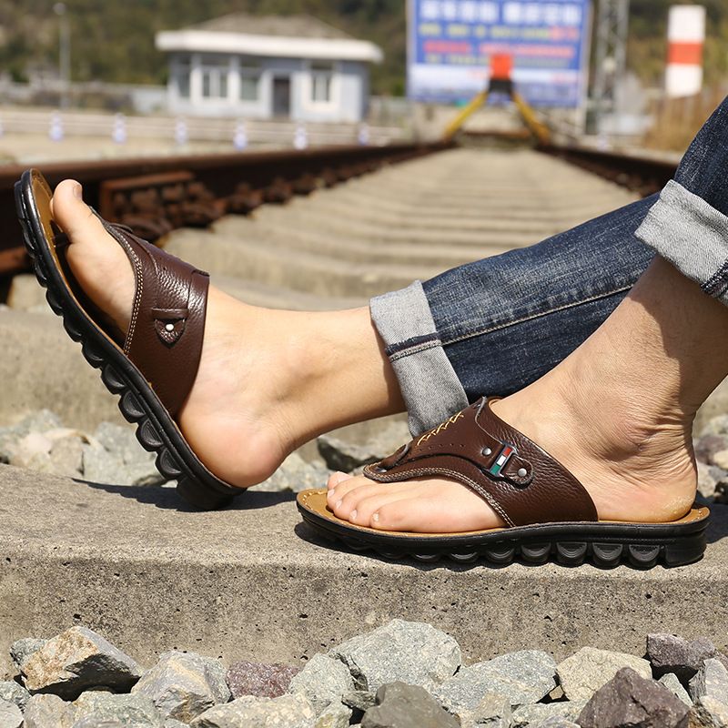 Sandali da uomo di qualità imbattibile, estate 2023, nuovi, casual e comodi, in pelle di mucca, con clip, infradito, scarpe da uomo_voghion.com