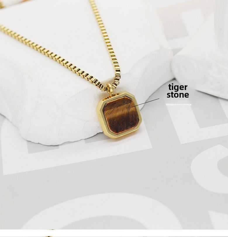 Esplosioni transfrontaliere moda geometrica lapislazzuli titanio acciaio collana gioielli donna Joker collana in acciaio inossidabile di alta qualità all'ingrosso_voghion.com