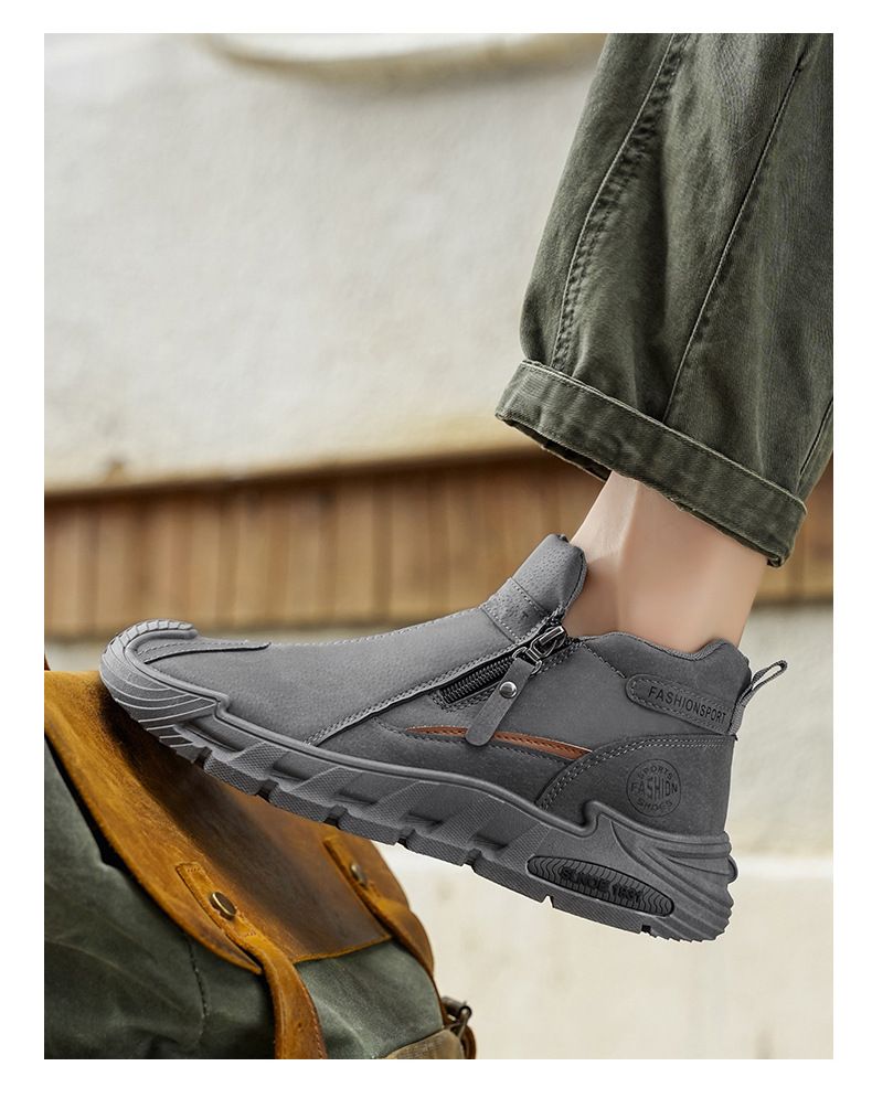 WalkPrime 2025 Herbst/Winter 2025 High-Top Martin Britischer Stil Kurzer Trendiger Arbeitsschuhe Lederstiefel Günstige Herrenschuhe_voghion.com