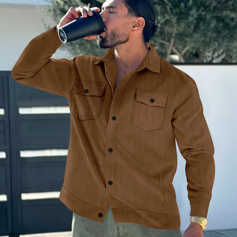 Men's Corduroy Jacket – Single-Breasted Notch Lapel, Breathable & Wrinkle-Resistant, Multi-Pocket Casual Blazer (S-XXXL, Autumn Essential)_voghion.com