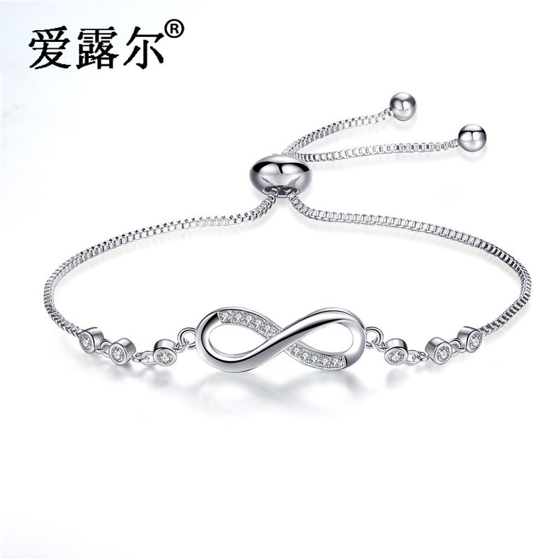 Bracciale regolabile a forma di 8 da donna, semplice ed elegante, con zirconi, gioiello alla moda per donna_voghion.com