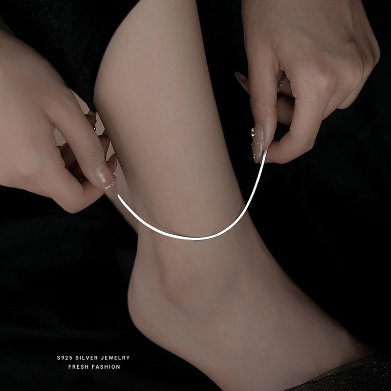 Glossy Snake Bone Anklet For Women S Pure Silver Ankle Chain Sexy Internet Celebrity Korean Style Unique Niche Design_voghion.com