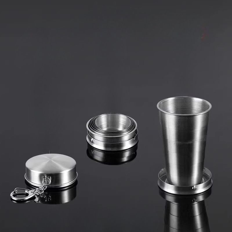 Tazza pieghevole in acciaio inossidabile 304, portatile, resistente alle alte temperature, per viaggi all'aperto, con compressione, collutorio, piccola tazza per l'acqua da viaggio_voghion.com