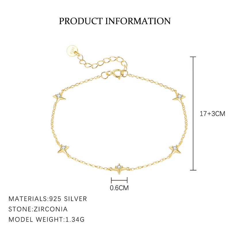 Bracelet tendance en argent pur S, polyvalent, géométrique, en forme d'étoile à cinq branches, serti de diamants, style français clair._voghion.com