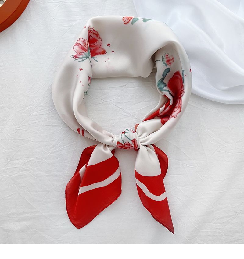 Red French style with gentle temperament women, flower shaped small square for travel, versatile headband, Korean_voghion.com