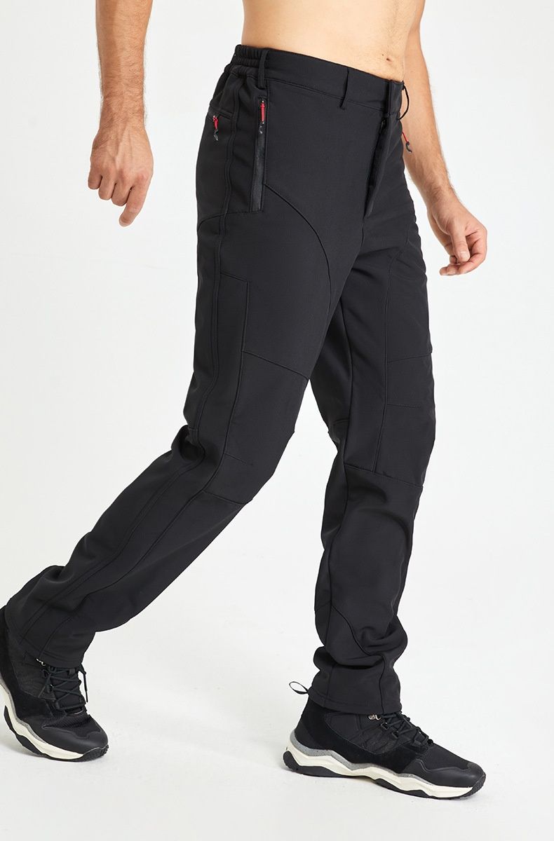 001 Winter Outdoor Soft Shell Jacket Men Fleece Lined Thickened Water-Resistant Skiing Hiking Warm Sports Long Pants Casual_voghion.com