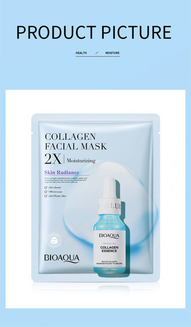 20pcs BIOAQUA Centella Collagen Face Mask VC Moisturizing Refreshing Sheet Masks Hyaluronic Acid Facial Mask Skin Care Products_voghion.com