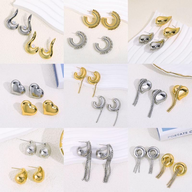 Con un design unico per le donne, orecchini placcati in oro in stile francese leggero e lussuoso, orecchini con nappe a forma di cuore_voghion.com