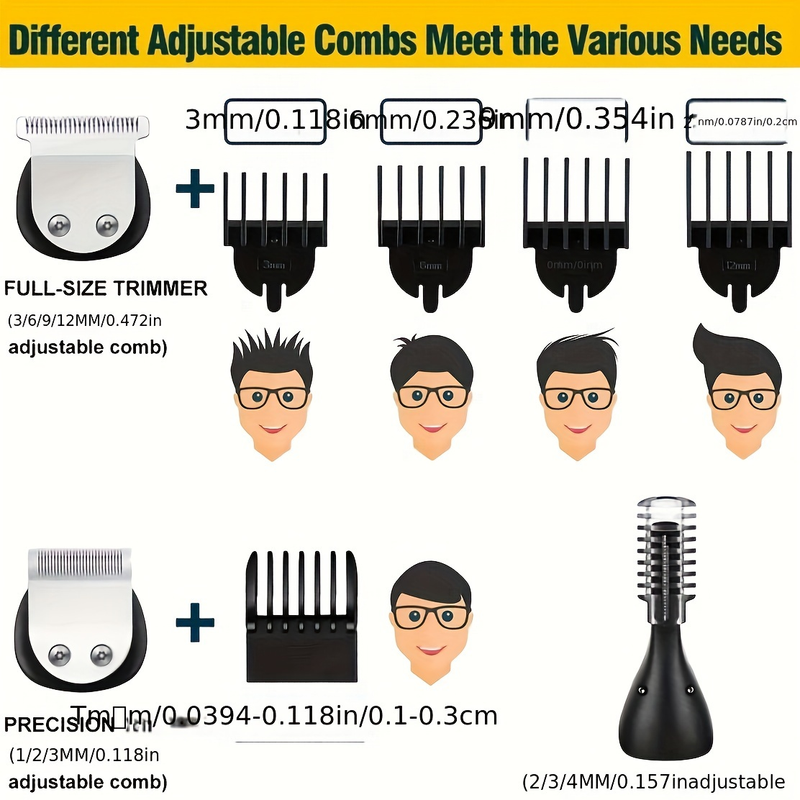 Kemei KM-5898 Kit per la cura dei capelli 11 IN 1 all'ingrosso per parrucchiere tagliacapelli lavabile e ricaricabile per uomo_voghion.com