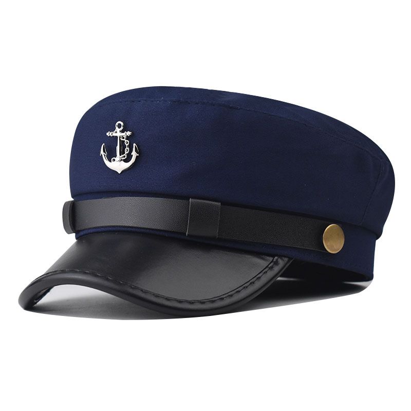 Militärhut mit Ankermotiv, vielseitige Baskenmütze mit Persönlichkeit, dünner britischer Modehut für Damen im Frühling_voghion.com