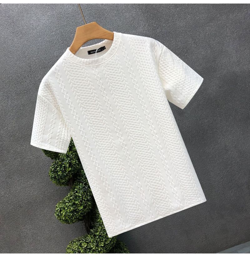 Teenager a Kärelen Héichwäerteg Hanf Muster wäiss Männer kuerzen Ärmelen T-Shirt trendy Mark trendy Summer Kleeder nei 2024 geeschteg jonke Mann Kleeder_voghion.com