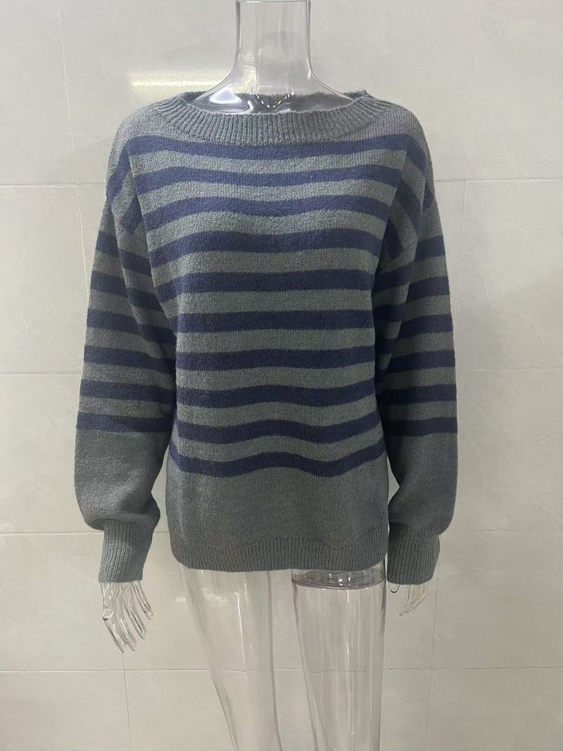 Knitted Top Women's One-word Shoulder Design Temperament Off-the-shoulder Slim-fit Sweater Women_voghion.com